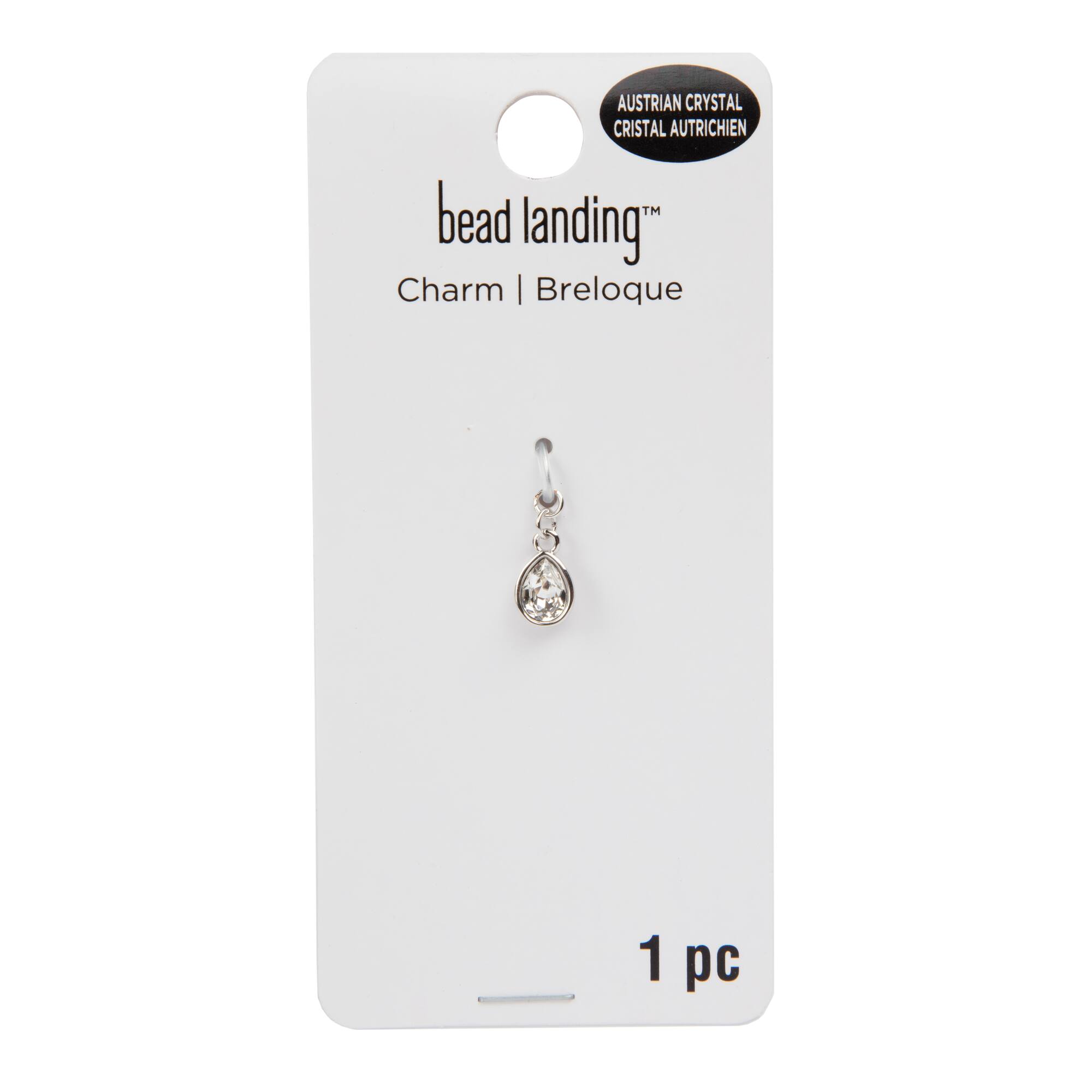 12 Pack: Austrian Crystal Rhodium Pear Charm by Bead Landing™